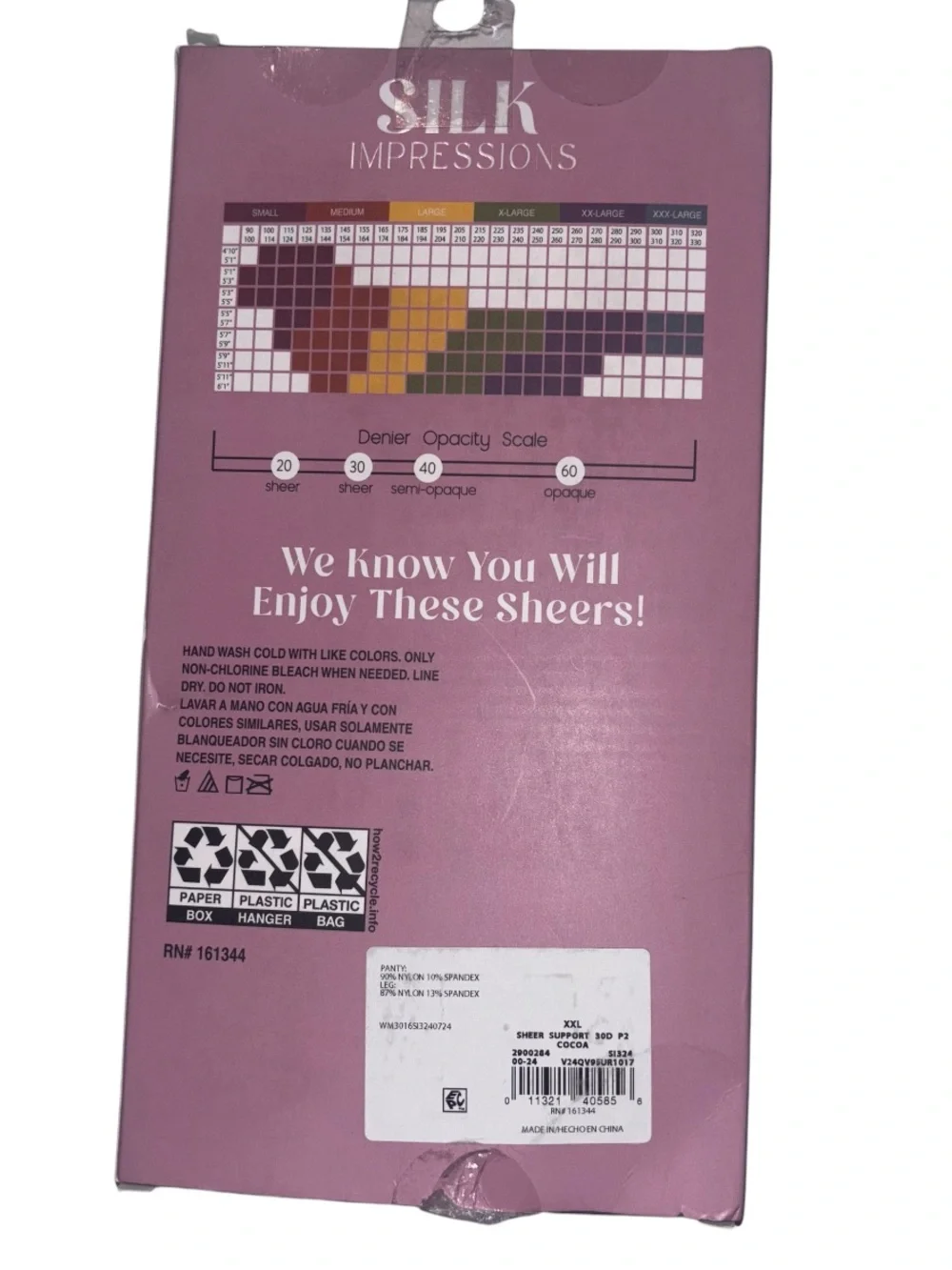 Silk Impressions Women's Medium Support Sheer High Waisted Hosiery Cocoa 2 Pair
